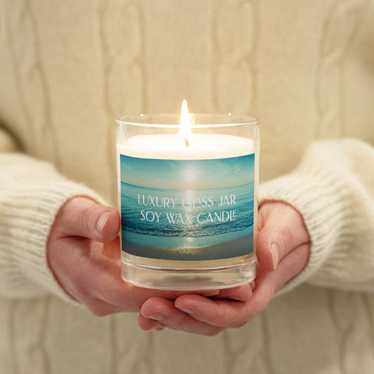 Glass Jar Soy Wax Candle (Calming Sea Water - Nature Label 0015)