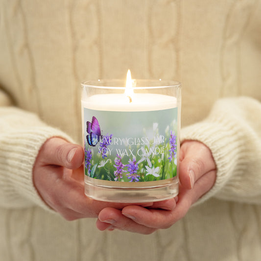 Glass Jar Soy Wax Candle (Calming Plant - Nature Label 0020)