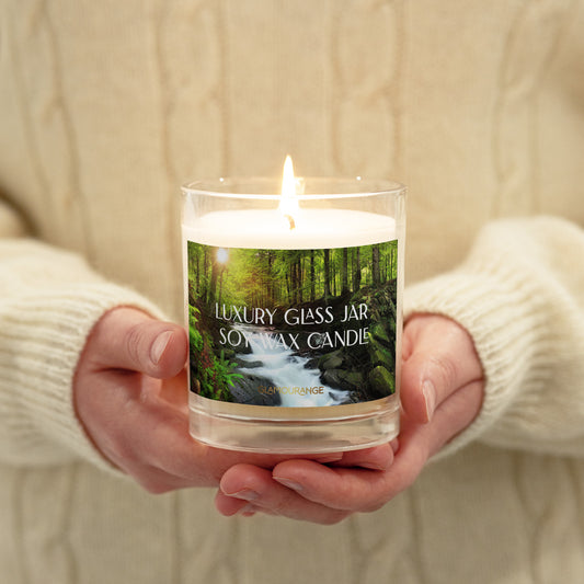 Glass Jar Soy Wax Candle (Calming Waterfall - Nature Label 0021)