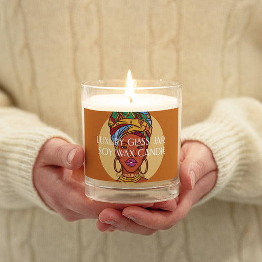 Glass Jar Soy Wax Candle (African Beauty - People Label 0036)