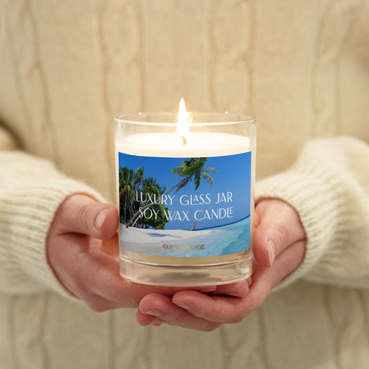 Glass Jar Soy Wax Candle (Calming Scenic Blue Sea - Nature Label 0033)