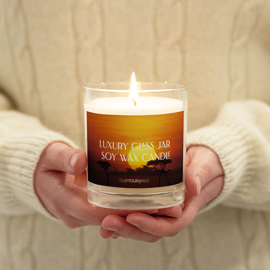 Glass Jar Soy Wax Candle (Calming African Scenic Landscape - Nature Label 0035)