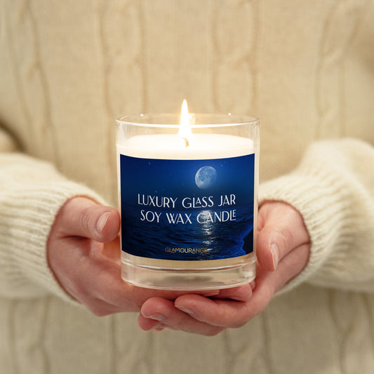 Glass Jar Soy Wax Candle (Calming Sea At Night - Nature Label 0029)