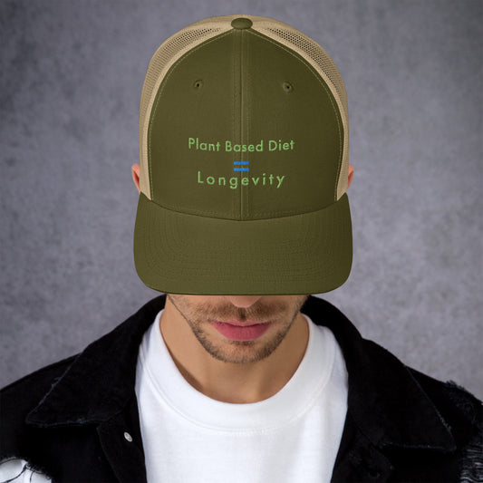 Trucker Cap Men ( Plant Based Diet = Longevity Trucker Cap - Model 0017)