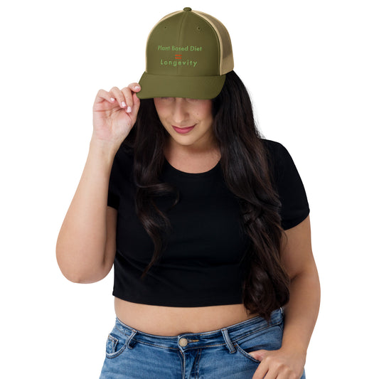 Trucker Cap Women ( Plant Based Diet = Longevity Trucker Cap - Model 0016)