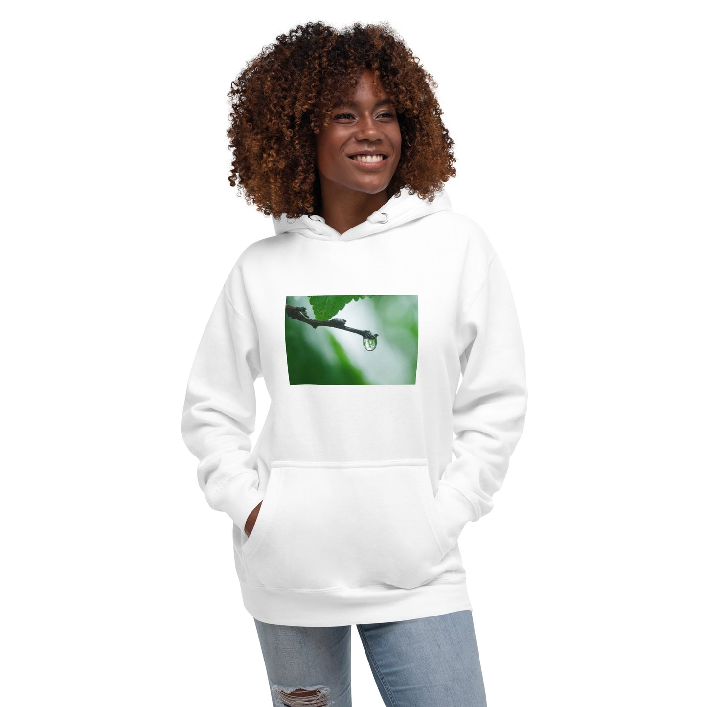 Hoodie Womens Designer (Hoodies Womens -  Nature Raindrop on Leaf 003)
