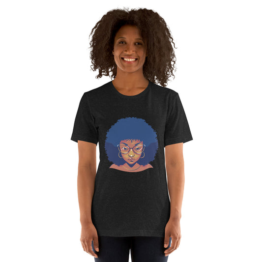 T-Shirts - Ebony Woman Afro (Glamourange Ebony Staple T-Shirts - Front Print 005 Model)