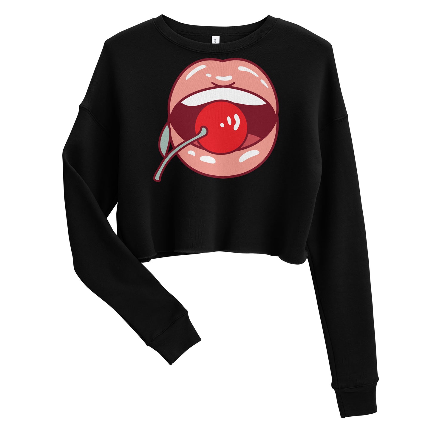Crop Sweatshirt Womens (Lips and Cherry - Fun Lips 0021)