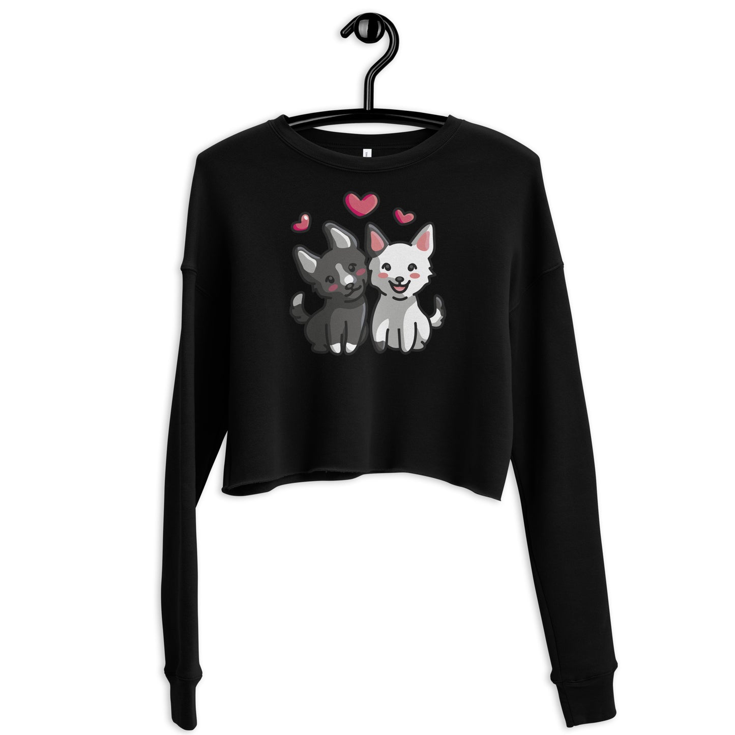 Crop Sweatshirt Womens (Cute Dogs With Heart - Dogs Love Hearts 0028)