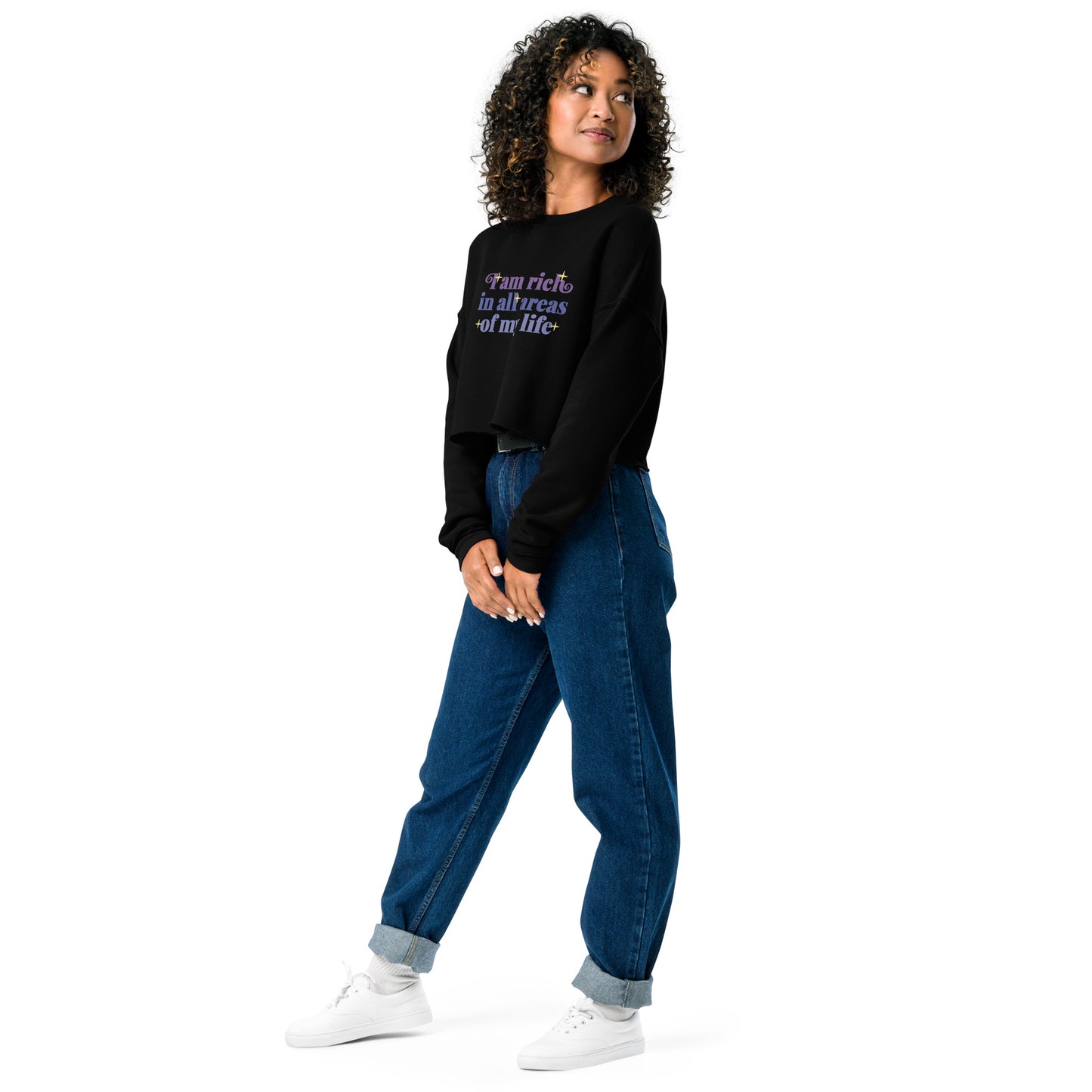 Crop Sweatshirt Womens (I'm Rich In All Areas Of My Life - Inspiration 0017)