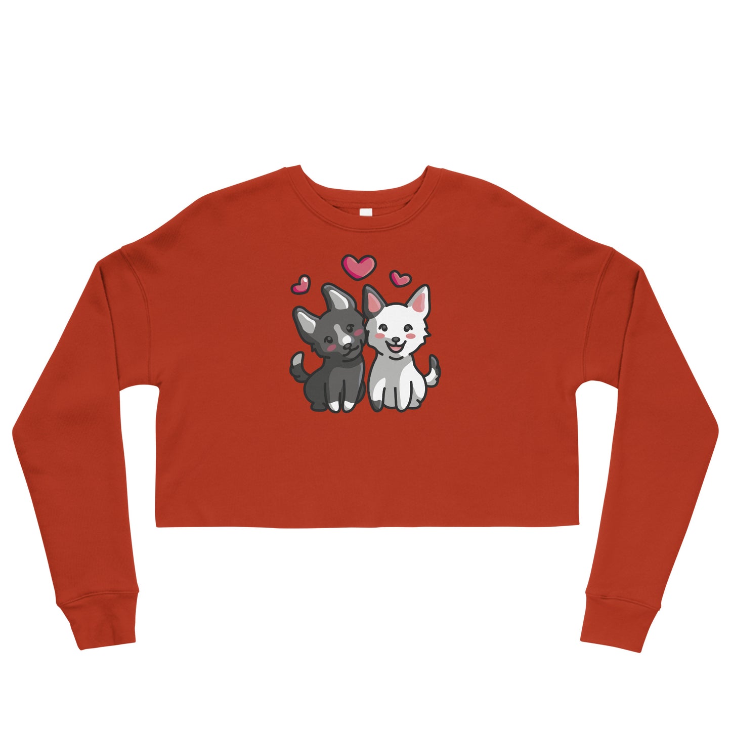 Crop Sweatshirt Womens (Cute Dogs With Heart - Dogs Love Hearts 0028)