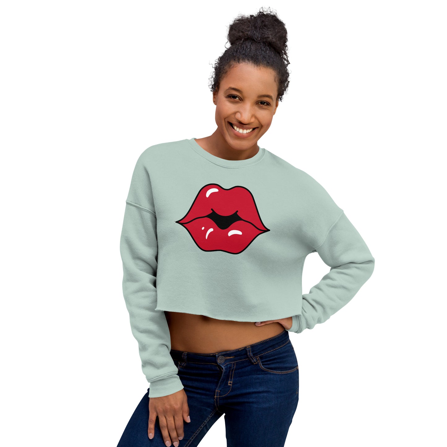 Crop Sweatshirt Womens (Kiss - Fun Lips 0024)
