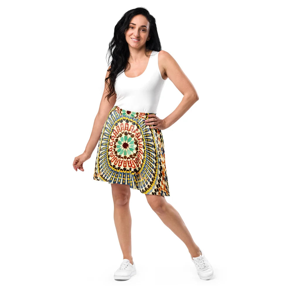 Skater Skirt Dress With Patterns - Glamourange