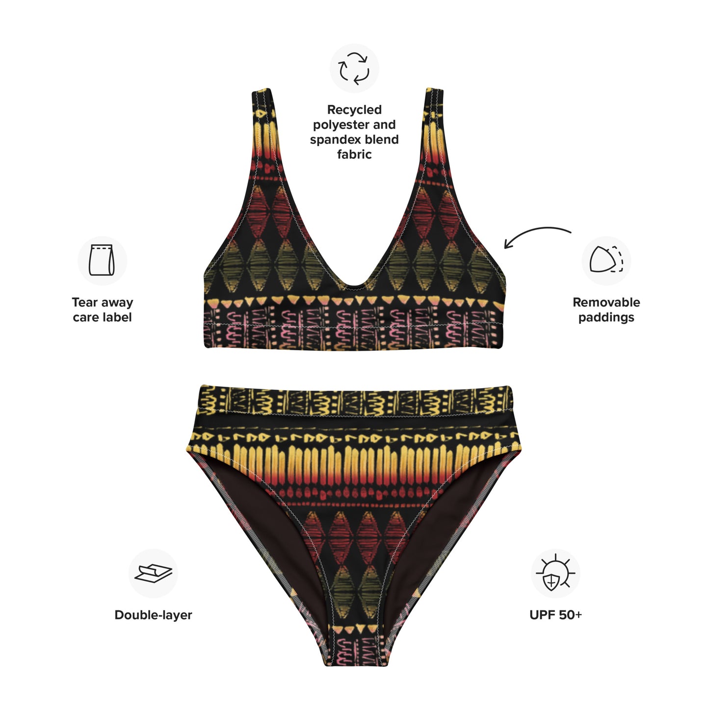 High Waisted Bikini Womens (Glamourange Luxury Bikini High Waisted - 0066 Patterns Model)