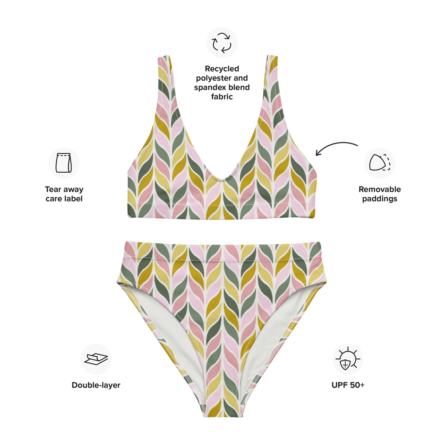 High Waisted Bikini Womens (Glamourange Luxury Bikini High Waisted - 0090 Patterns Model)