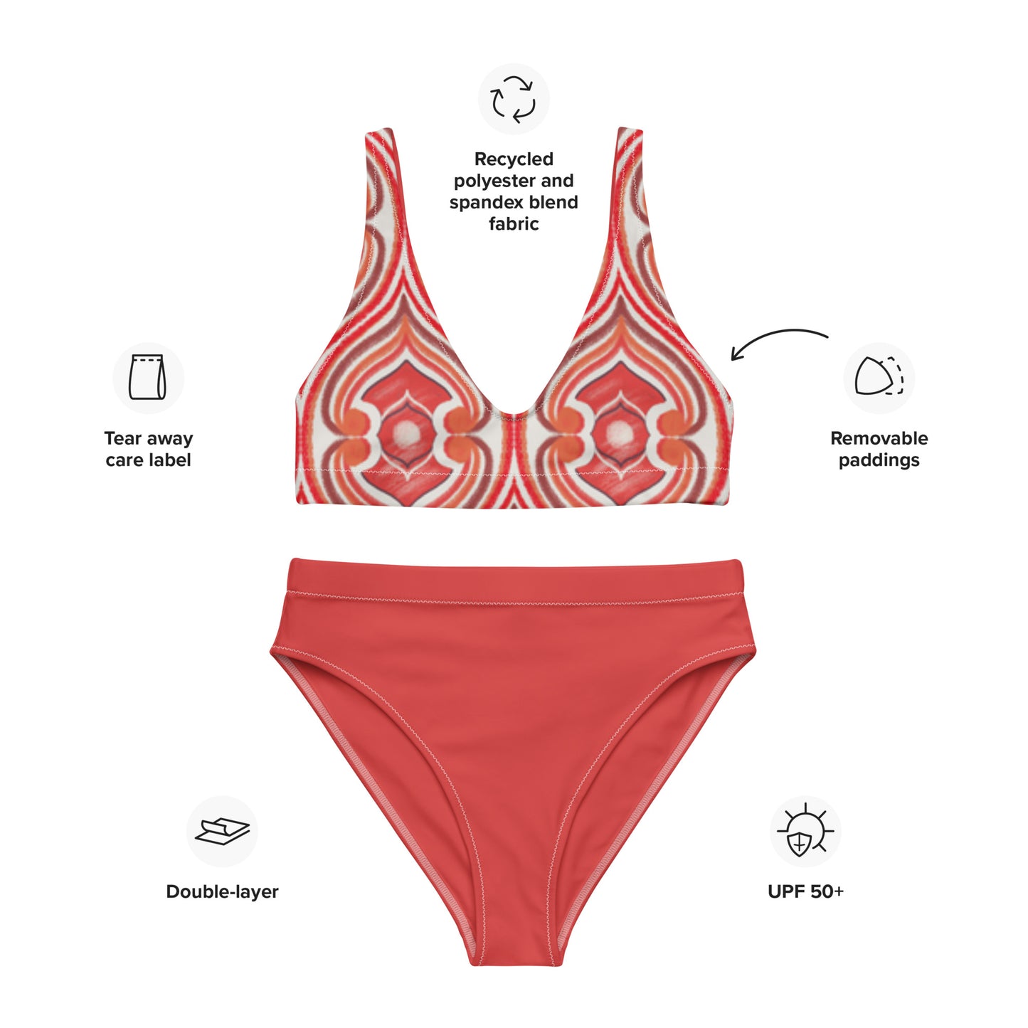 High Waisted Bikini Womens Mix and Match Patterns and Solid Colours (Glamourange 003 Model)