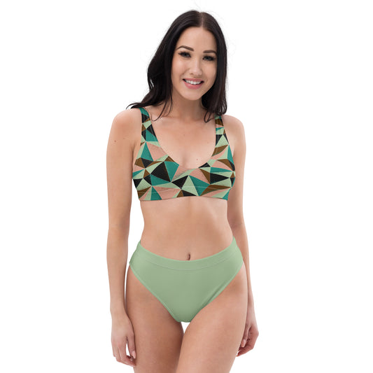 High Waisted Bikini Womens Mix and Match Patterns and Solid Colours (Glamourange 007 Model)