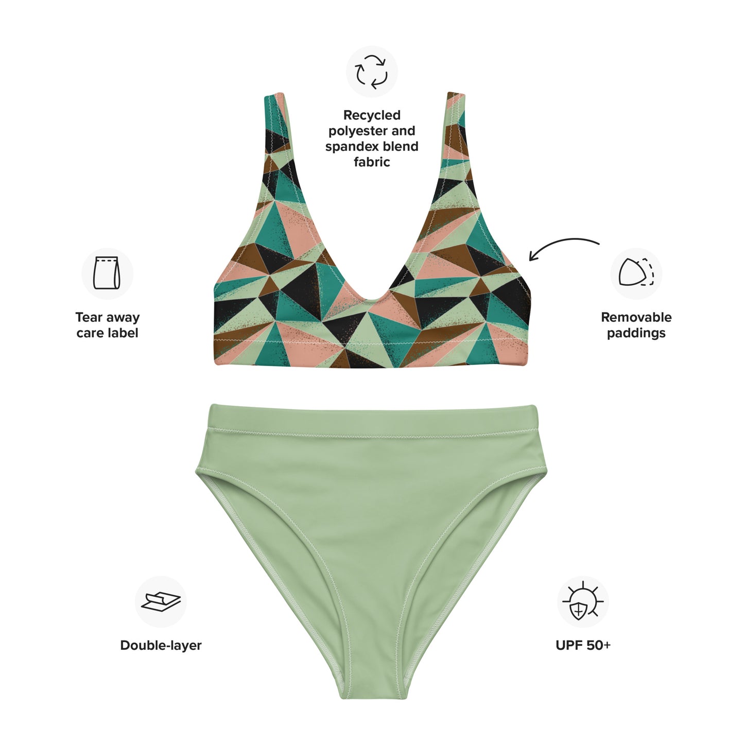 High Waisted Bikini Womens Mix and Match Patterns and Solid Colours (Glamourange 007 Model)