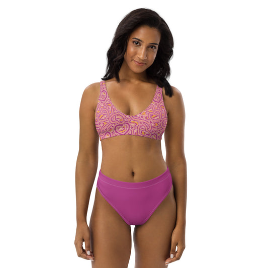High Waisted Bikini Womens Mix and Match Patterns and Solid Colours (Glamourange 0022 Model)