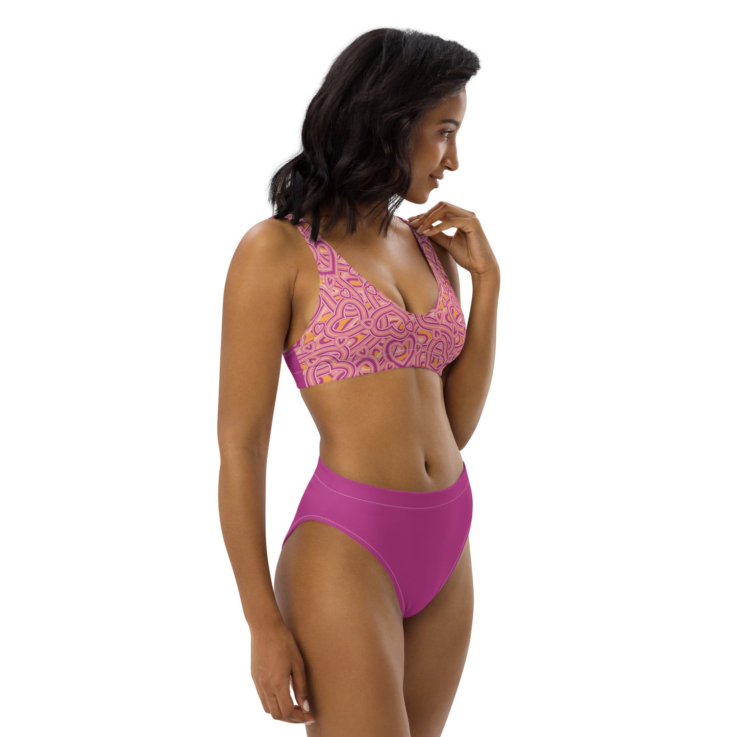 High Waisted Bikini Womens Mix and Match Patterns and Solid Colours (Glamourange 0022 Model)