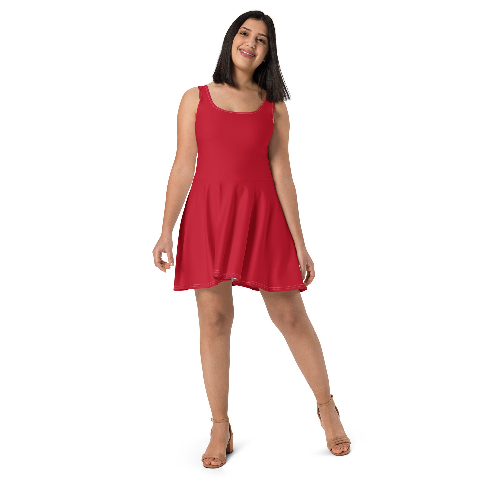 cute red skater dresses Red Skater Dress With Back Tie-Up