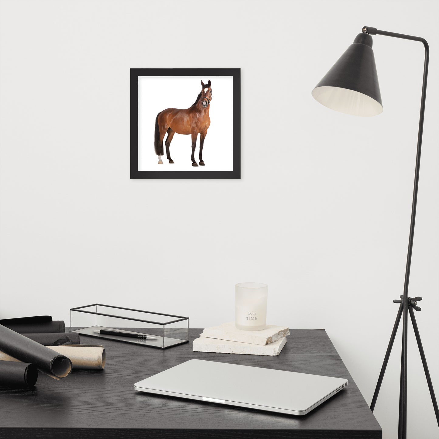 Framed Poster Horse Wall Art - Vertical Print (Glamourange 008 Model)