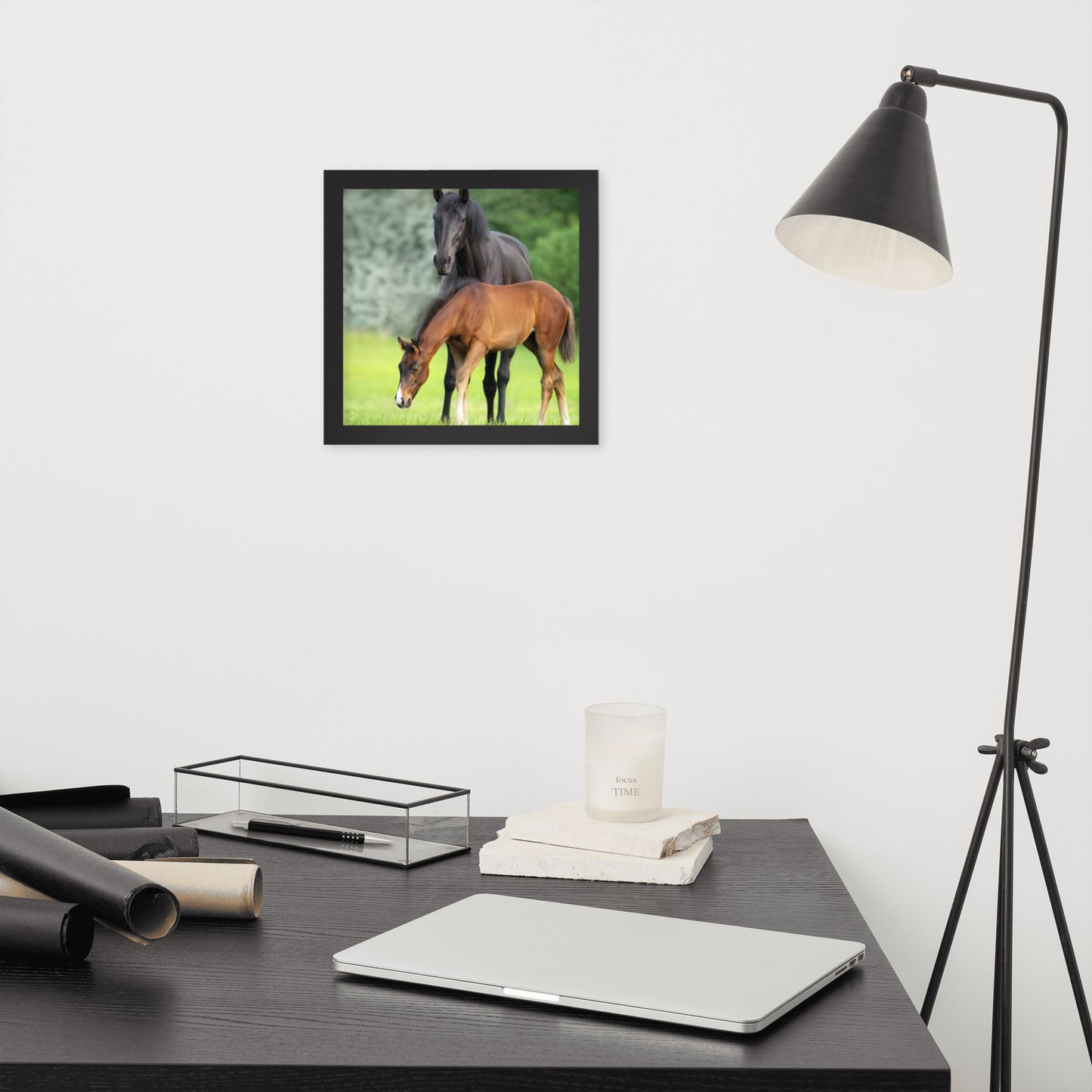 Framed Poster Horse Wall Art - Vertical Print (Glamourange 0021 Model)