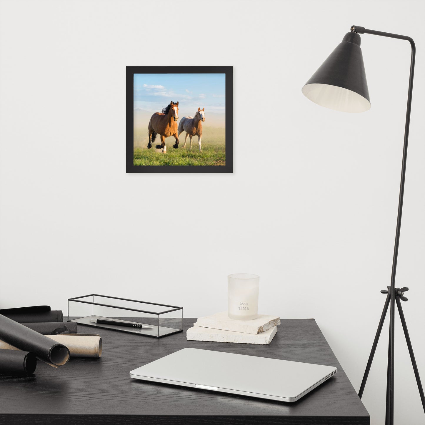 Framed Poster Horse Wall Art - Vertical Print (Glamourange 0023 Model)