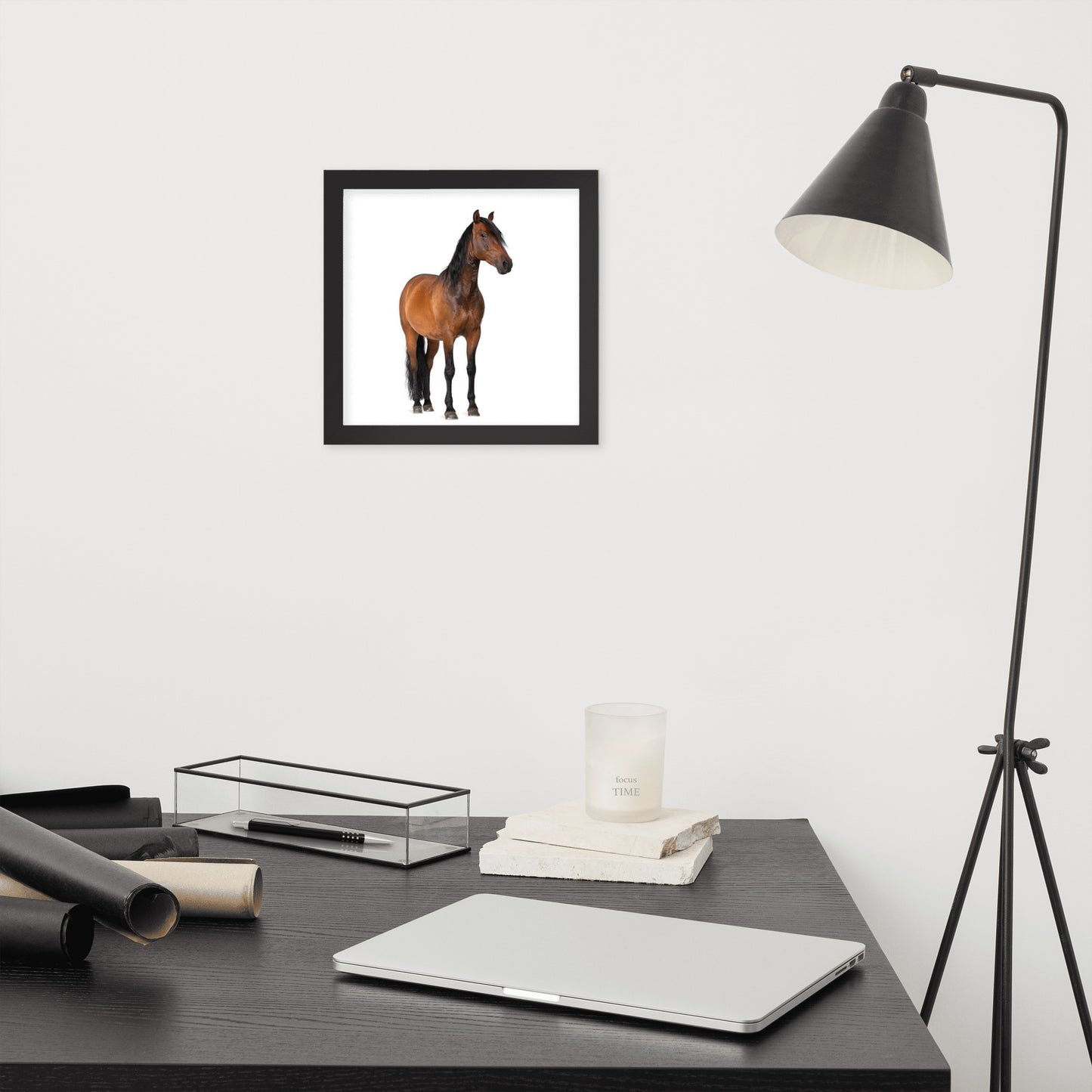 Framed Poster Horse Wall Art - Vertical Print (Glamourange 0024 Model)