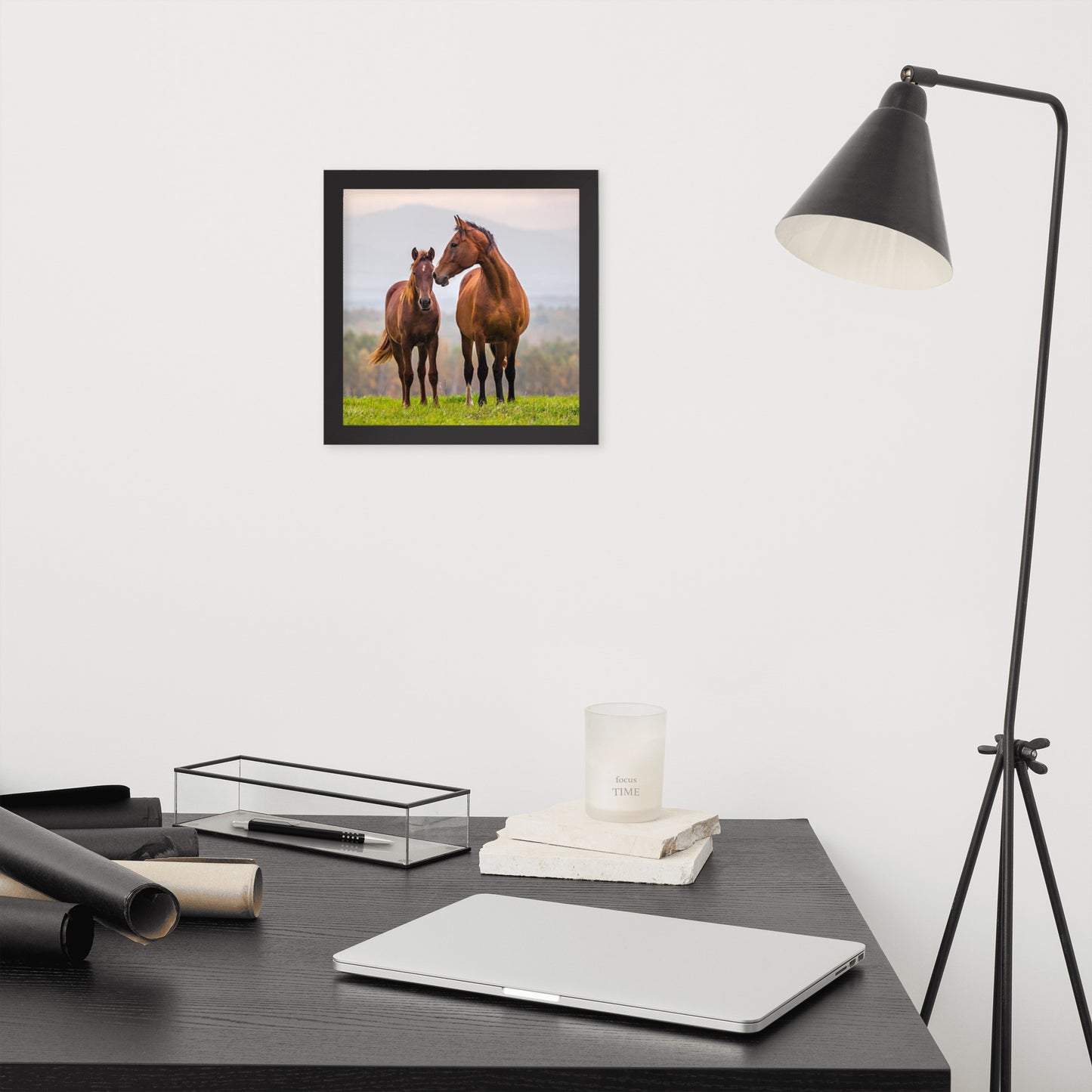 Framed Poster Horse Wall Art - Vertical Print (Glamourange 0027 Model)