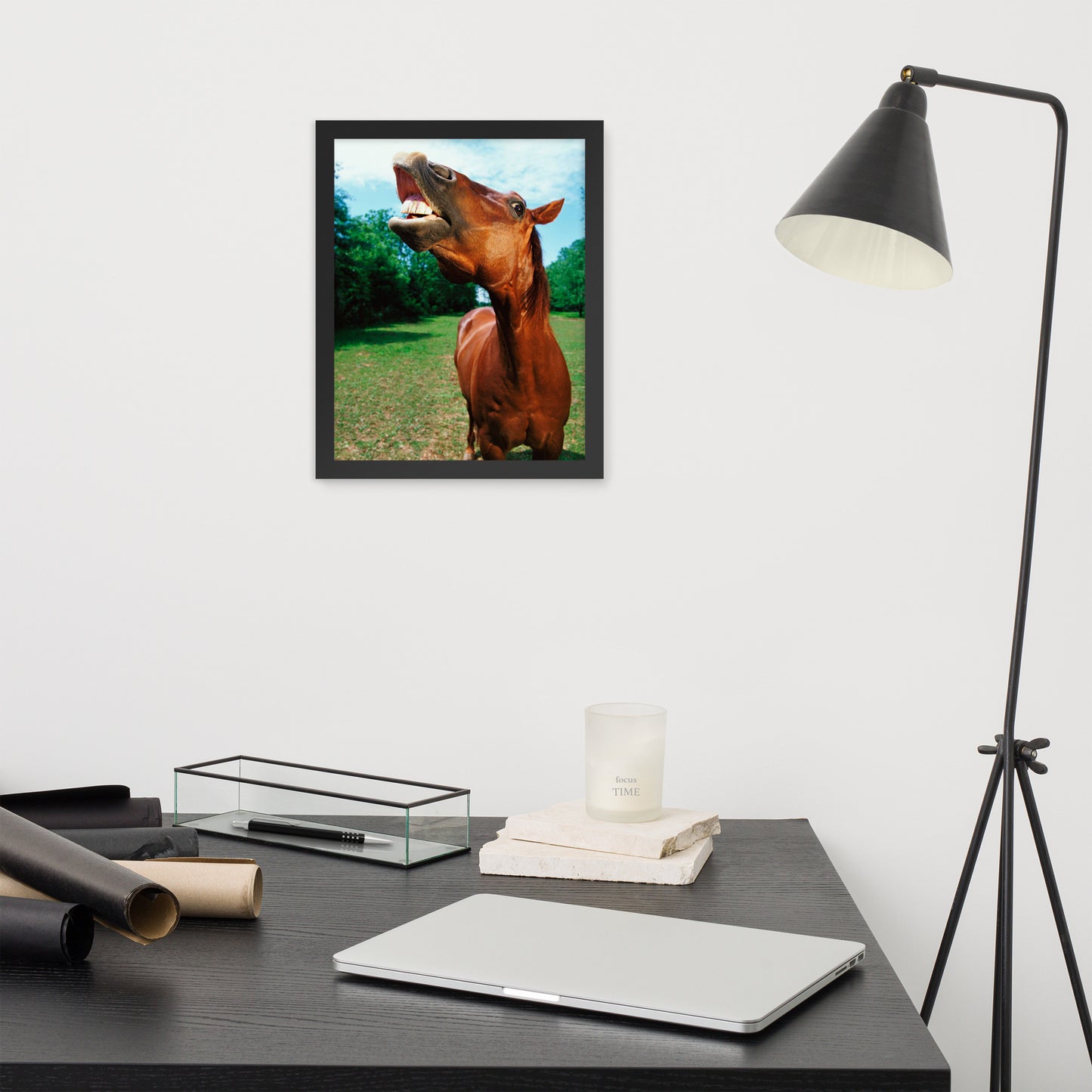 Framed Poster Horse Wall Art - Vertical Print (Glamourange 002 Model)