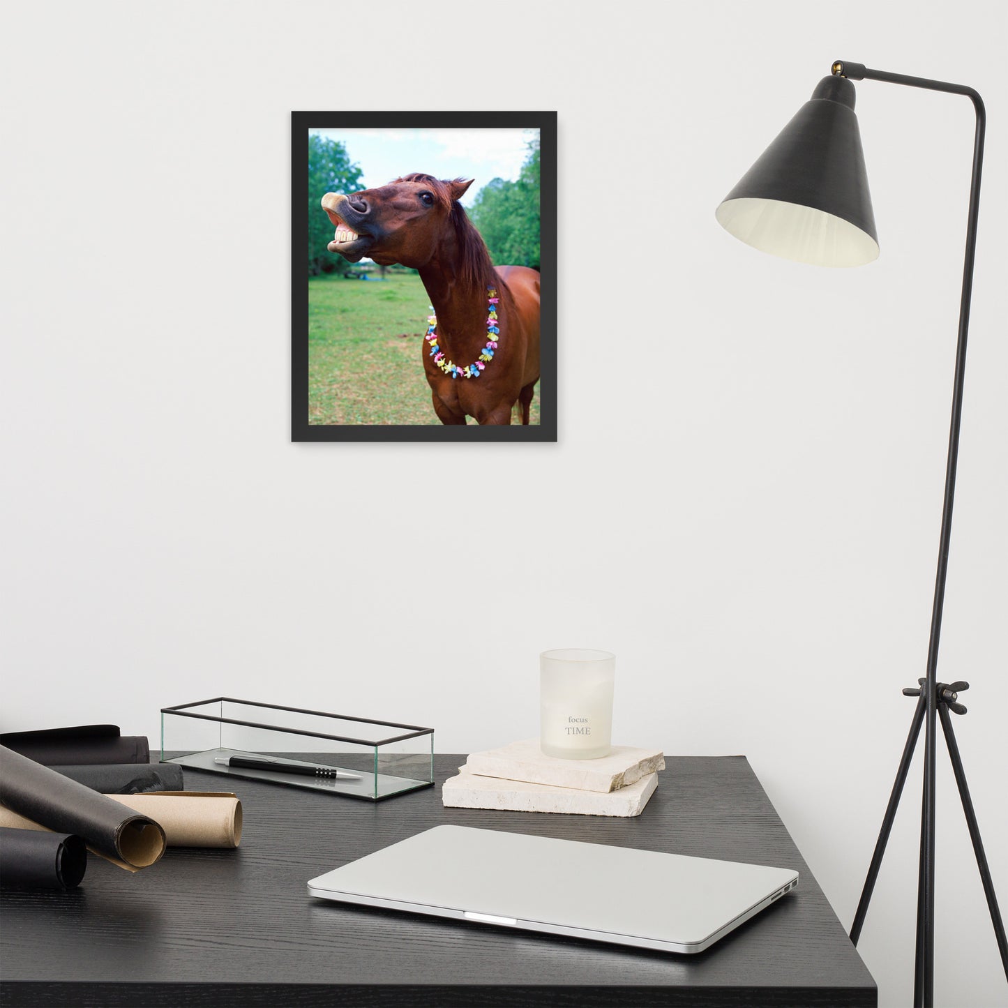 Framed Poster Horse Wall Art - Vertical Print (Glamourange 004 Model)