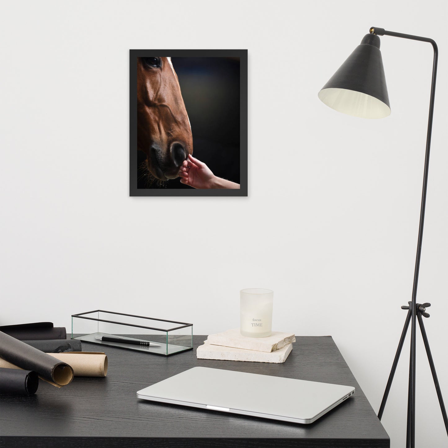Framed Poster Horse Wall Art - Vertical Print (Glamourange 006 Model)