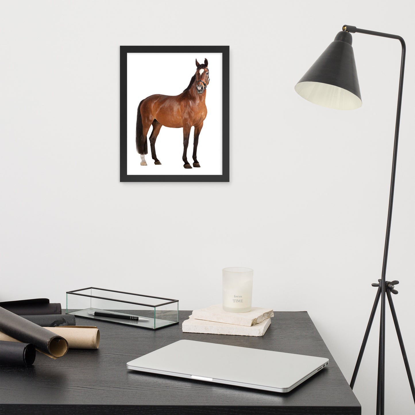 Framed Poster Horse Wall Art - Vertical Print (Glamourange 008 Model)