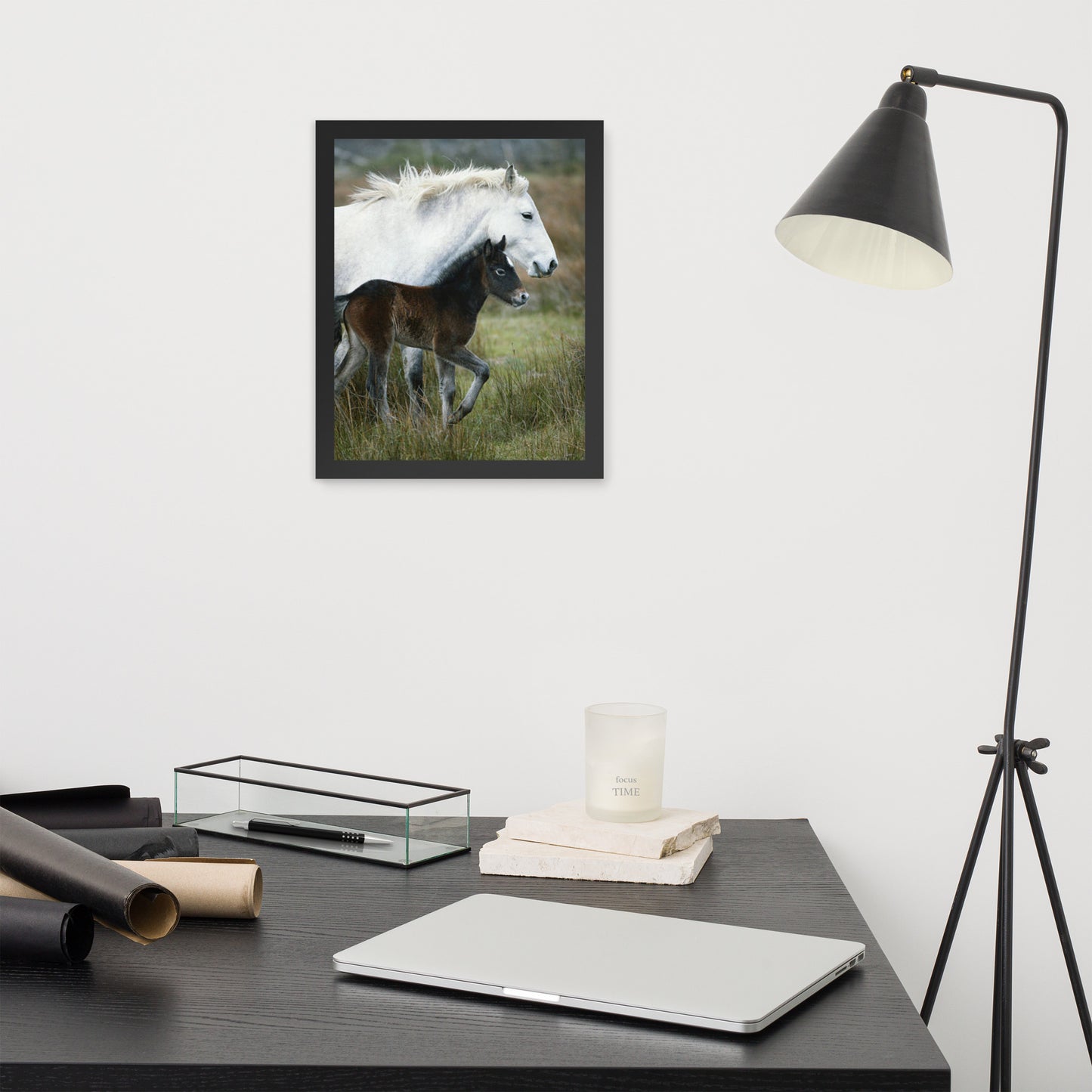 Framed Poster Horse Wall Art - Vertical Print (Glamourange 0011 Model)