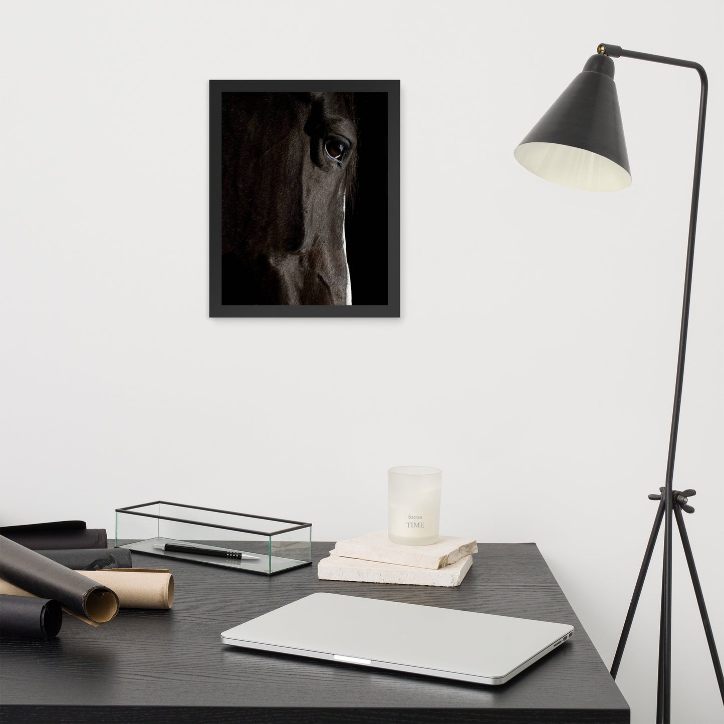 Framed Poster Horse Wall Art - Vertical Print (Glamourange 0015 Model)