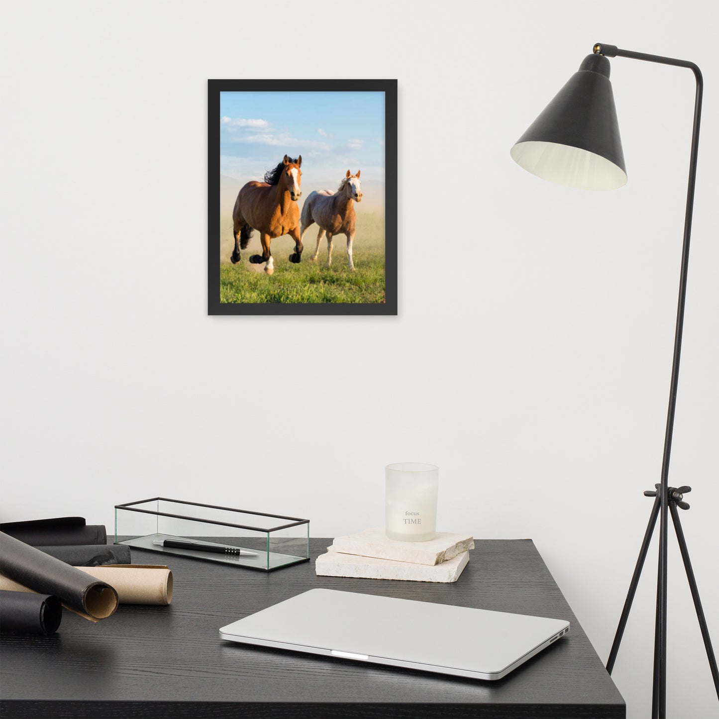 Framed Poster Horse Wall Art - Vertical Print (Glamourange 0023 Model)