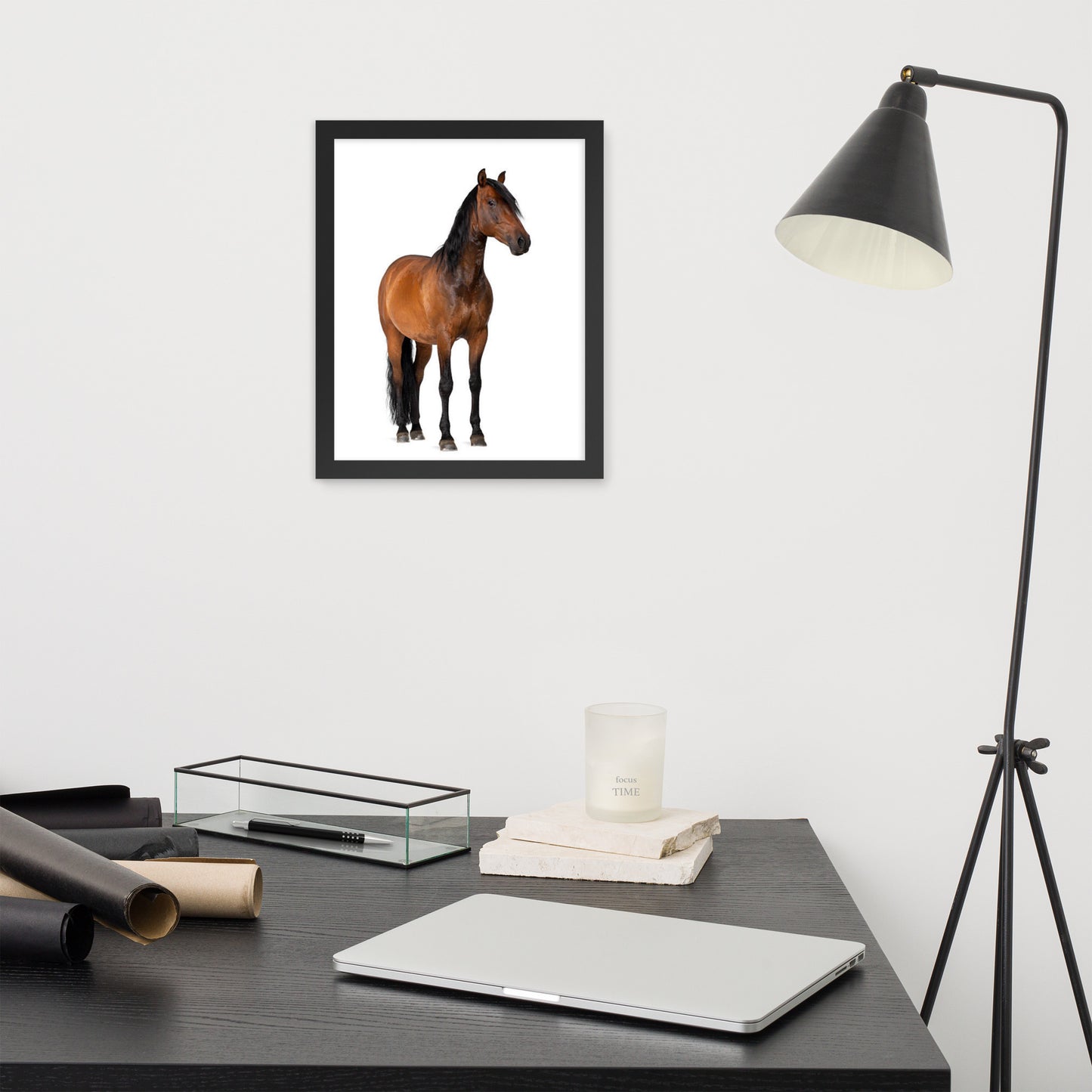 Framed Poster Horse Wall Art - Vertical Print (Glamourange 0024 Model)