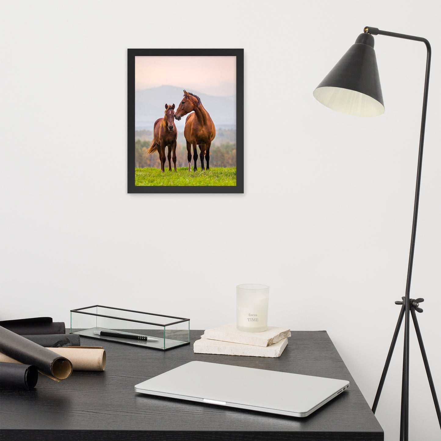 Framed Poster Horse Wall Art - Vertical Print (Glamourange 0027 Model)