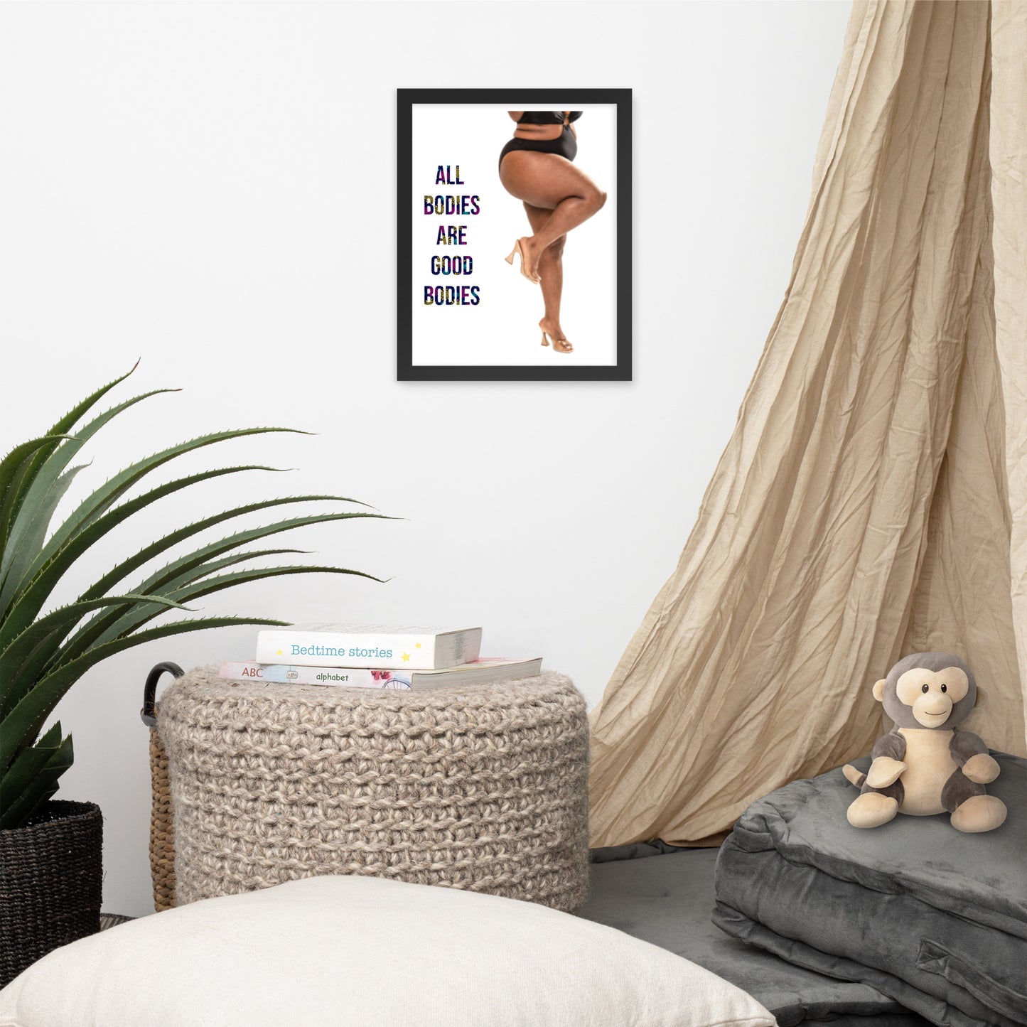 Body Positivity & Neutrality Framed Poster Wall Art (Vertical Model 004)