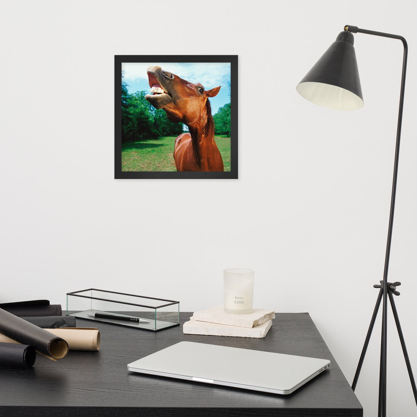 Framed Poster Horse Wall Art - Vertical Print (Glamourange 002 Model)