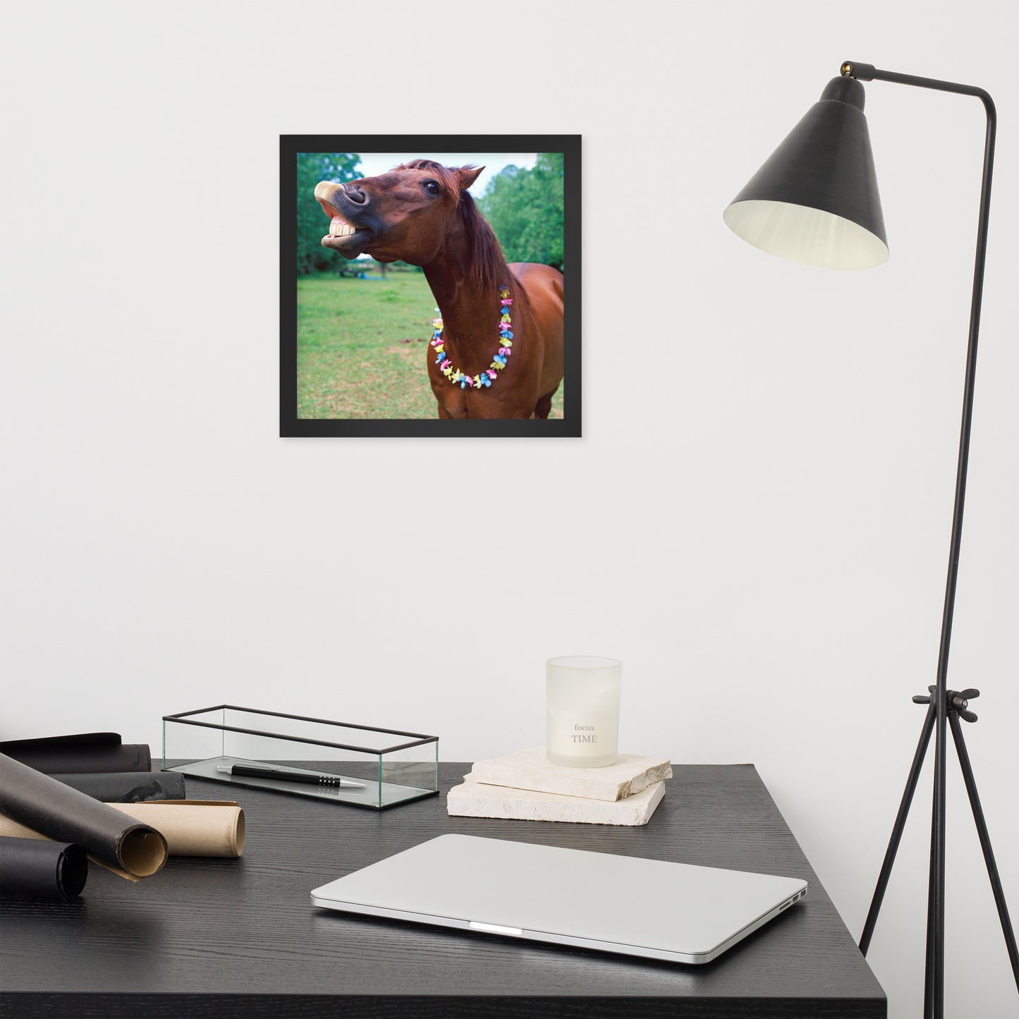 Framed Poster Horse Wall Art - Vertical Print (Glamourange 004 Model)