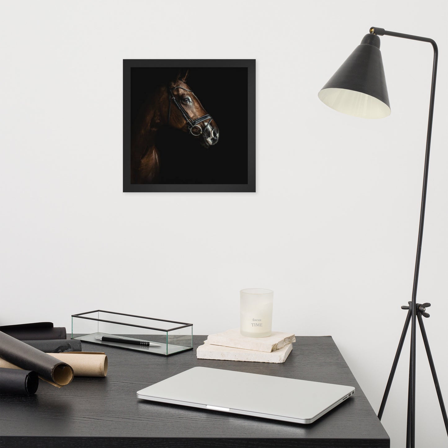 Framed Poster Horse Wall Art - Vertical Print (Glamourange 005 Model)