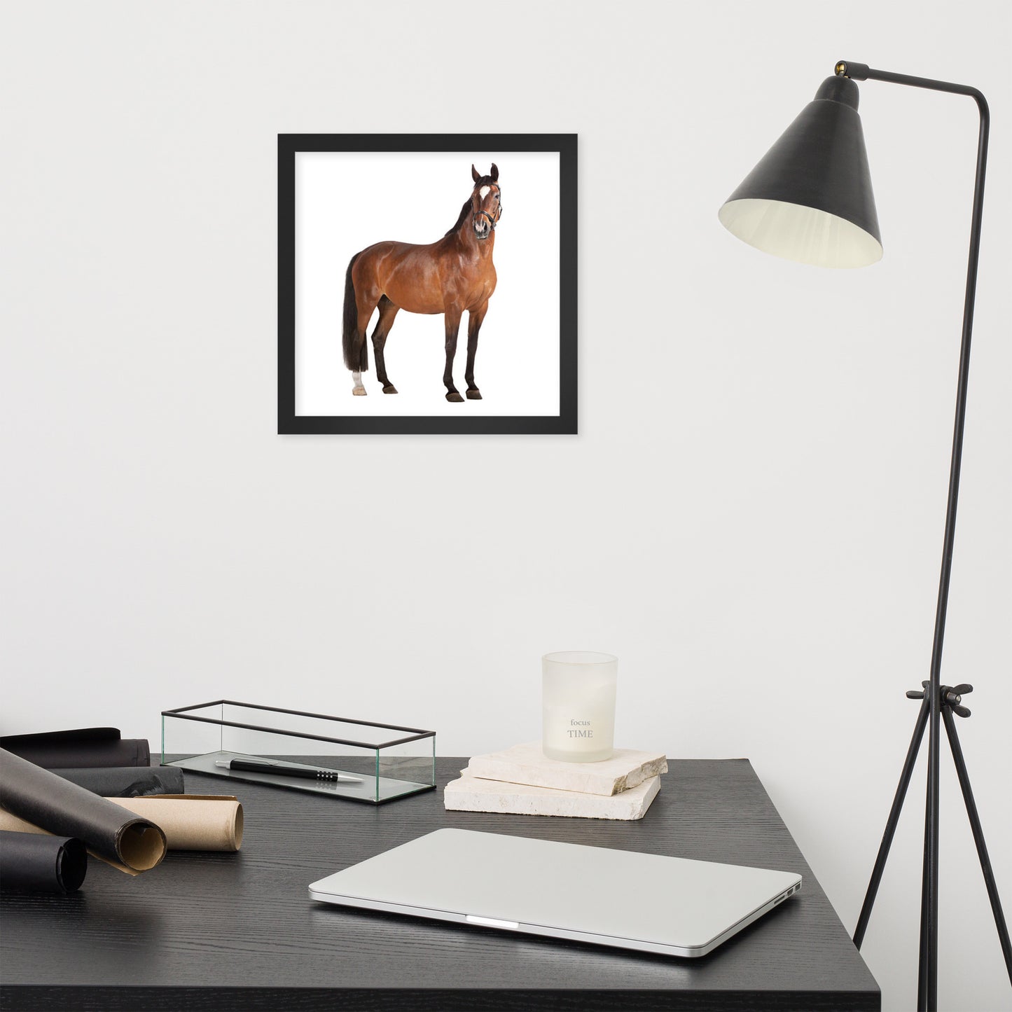 Framed Poster Horse Wall Art - Vertical Print (Glamourange 008 Model)