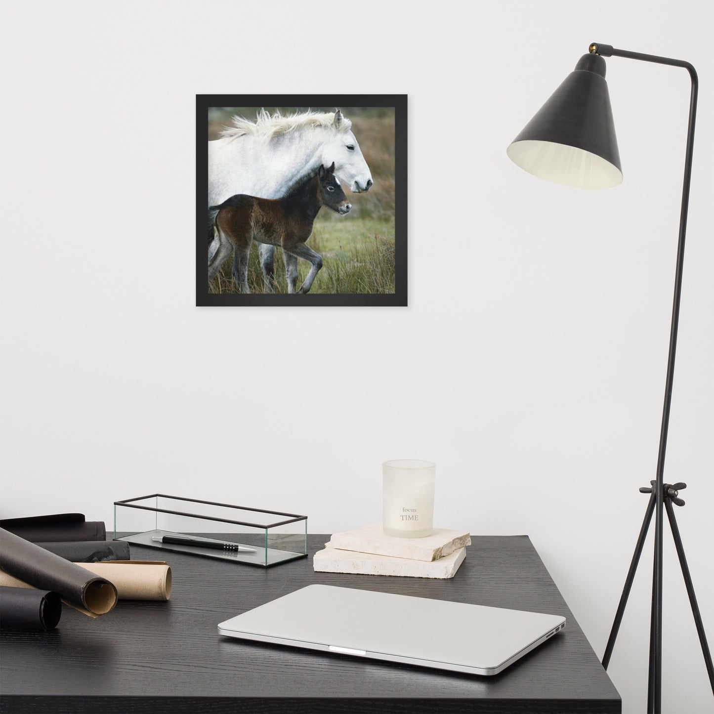 Framed Poster Horse Wall Art - Vertical Print (Glamourange 0011 Model)