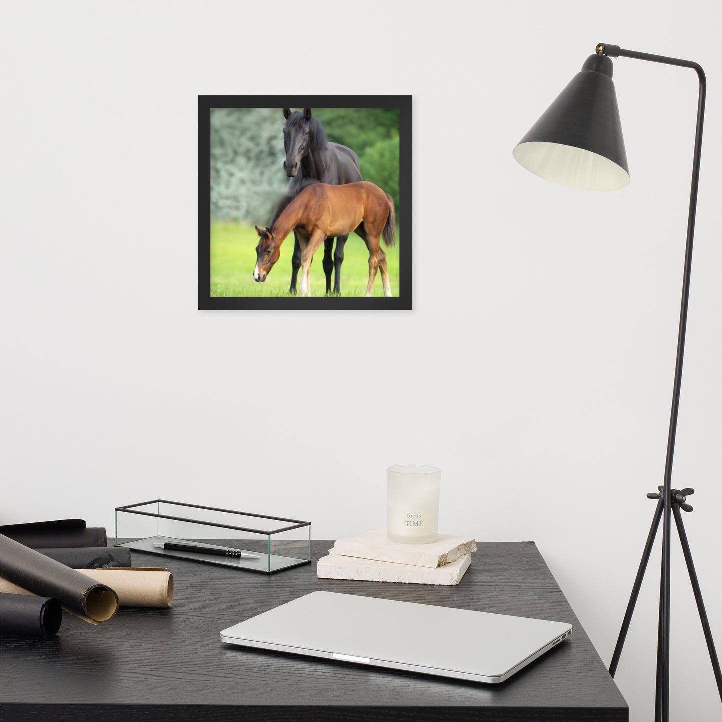 Framed Poster Horse Wall Art - Vertical Print (Glamourange 0021 Model)