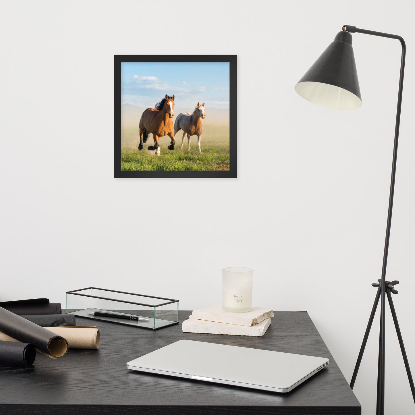 Framed Poster Horse Wall Art - Vertical Print (Glamourange 0023 Model)