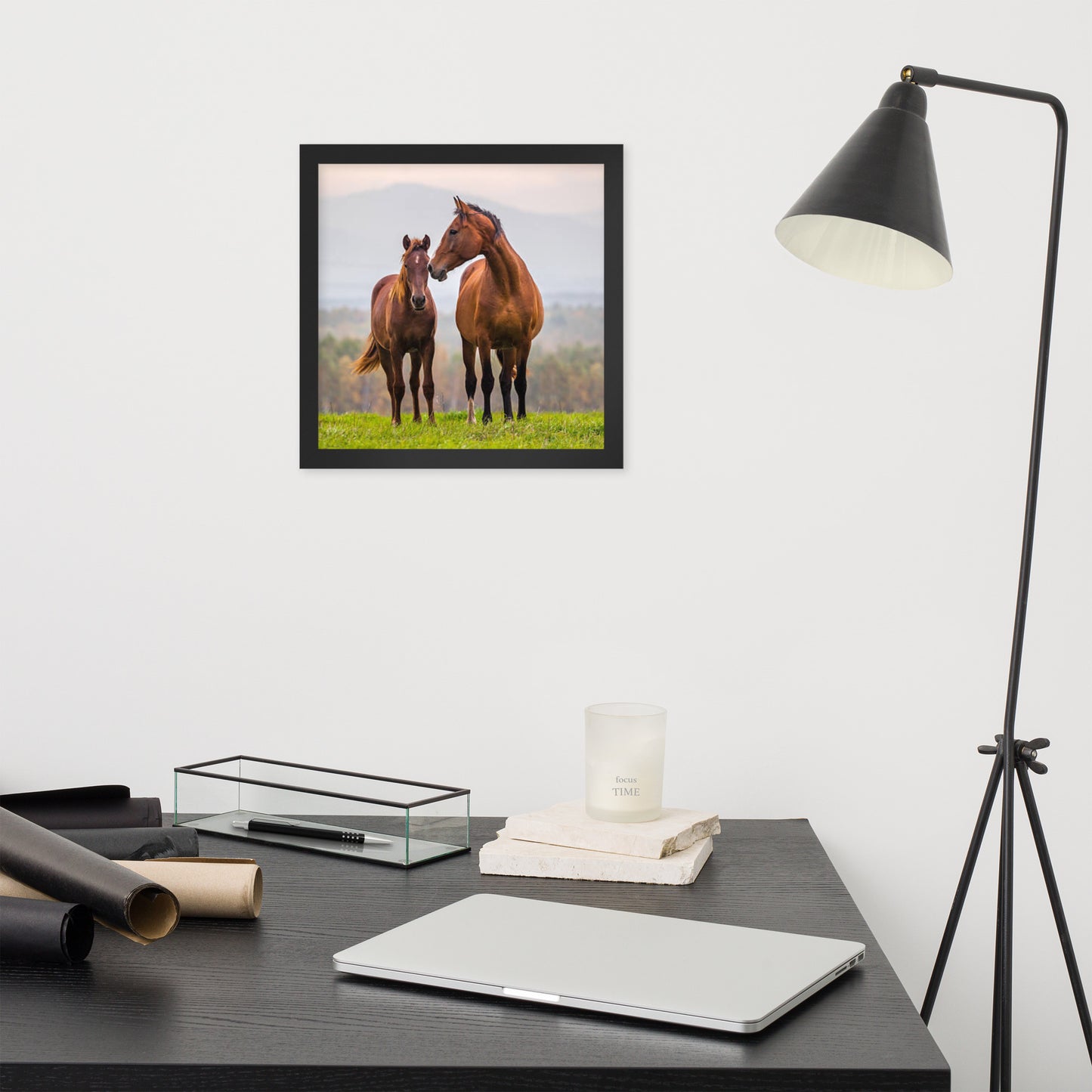 Framed Poster Horse Wall Art - Vertical Print (Glamourange 0027 Model)