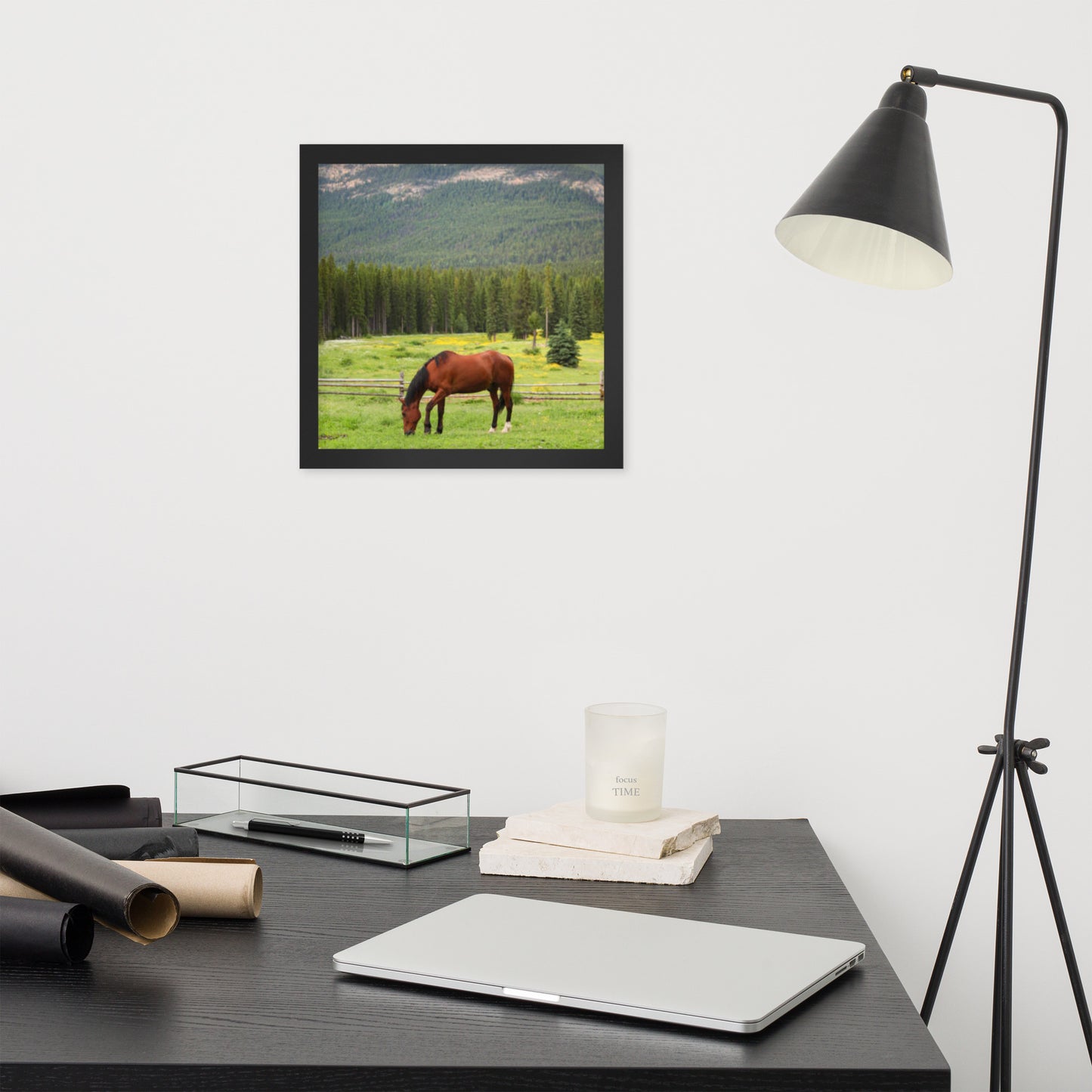 Framed Poster Horse Wall Art - Vertical Print (Glamourange 0030 Model)