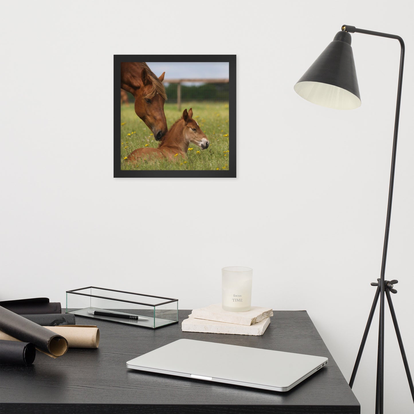 Framed Poster Horse Wall Art - Vertical Print (Glamourange 0032 Model)